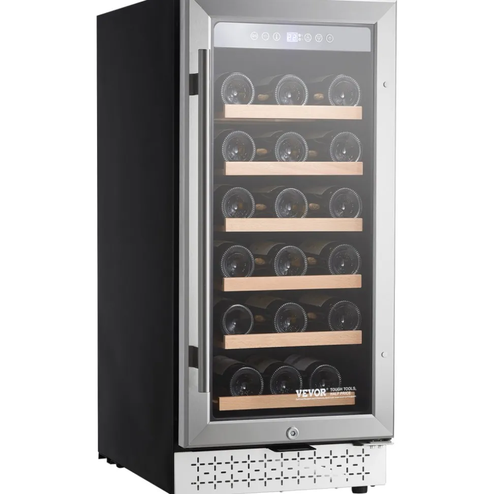 VEVOR Wine Cooler, 28 Bottle Wine Fridge, Mini Wine Cooler Refrigerator with Glass Door, Adjustable Shelves, Digital Temperature Control, Built-in & Freestanding Cooler Fridge for Home, Office, Bar