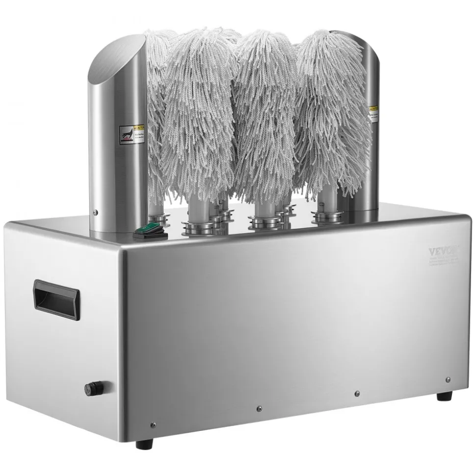 VEVOR Wine Glass Polisher Machine, 8-Brush Glass Polishing Machine, 660 Cups/Hour Electric Commercial Glass Polisher for Champagne Glasses, Beer Cups, Mugs, Perfect for Bar Restaurant Kitchen