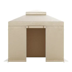 VEVOR Winter Gazebo Cover Fits 10 x 10 ft Hardtop Gazebos, All-Weather Double-Tiered Gazebo Cover with Sidewalls & Mesh Windows, High-Density PE Enclosed Storage Shelter Covers, Gazebos not Included