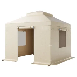 VEVOR Winter Gazebo Cover Fits 10 x 10 ft Hardtop Gazebos, All-Weather Double-Tiered Gazebo Cover with Sidewalls & Mesh Windows, High-Density PE Enclosed Storage Shelter Covers, Gazebos not Included