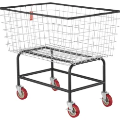 VEVOR Wire Laundry Cart, 4.5 Bushel Wire Laundry Basket with Wheels, 35''x15.7''x22'' Commercial Wire Laundry Basket Cart, Steel Frame with Chrome Finish, 5'' Casters, Wire Basket Cart for Lau