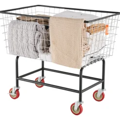VEVOR Wire Laundry Cart, 4.5 Bushel Wire Laundry Basket with Wheels, 35''x15.7''x22'' Commercial Wire Laundry Basket Cart, Steel Frame with Chrome Finish, 5'' Casters, Wire Basket Cart for Lau