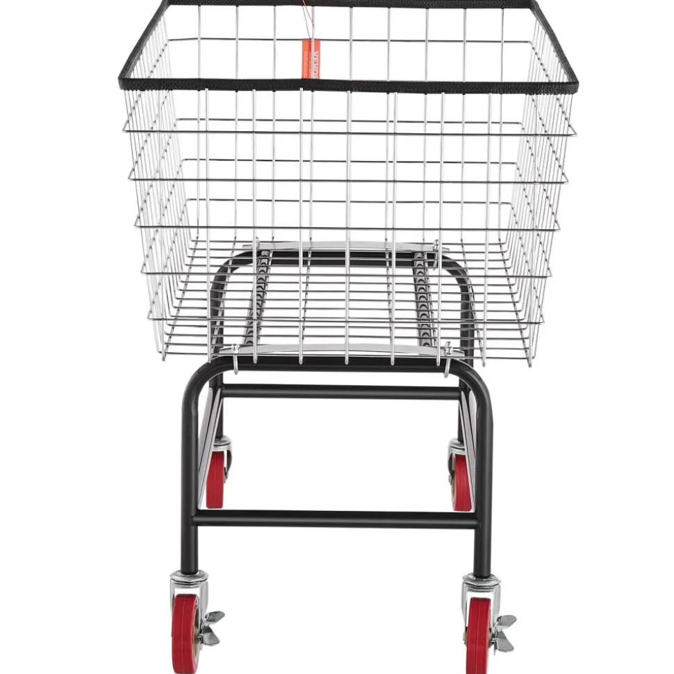 VEVOR Wire Laundry Cart, 4.5 Bushel Wire Laundry Basket with Wheels, 35''x15.7''x22'' Commercial Wire Laundry Basket Cart, Steel Frame with Chrome Finish, 5'' Casters, Wire Basket Cart for Lau