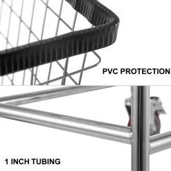 VEVOR Wire Laundry Cart, 4.5 Bushel Wire Laundry Basket with Wheels, 35''x15.7''x22'' Commercial Wire Laundry Basket Cart, Steel Frame with Chrome Finish, 5'' Casters, Wire Basket Cart for Lau