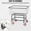 VEVOR Wire Laundry Cart, 2.8Bushel Wire Laundry Basket with Wheels, 26.7''x21.7''x26.4'' Commercial Wire Laundry Basket Cart, Steel Frame with Chrome Finish, 4" Casters, Wire Basket Cart for Laundry