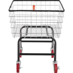 VEVOR Wire Laundry Cart, 2.8Bushel Wire Laundry Basket with Wheels, 26.7''x21.7''x26.4'' Commercial Wire Laundry Basket Cart, Steel Frame with Chrome Finish, 4