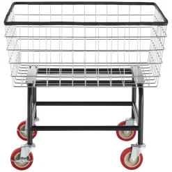 VEVOR Wire Laundry Cart, 2.8Bushel Wire Laundry Basket with Wheels, 26.7''x21.7''x26.4'' Commercial Wire Laundry Basket Cart, Steel Frame with Chrome Finish, 4