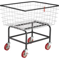 VEVOR Wire Laundry Cart, 2.8Bushel Wire Laundry Basket with Wheels, 26.7''x21.7''x26.4'' Commercial Wire Laundry Basket Cart, Steel Frame with Chrome Finish, 4