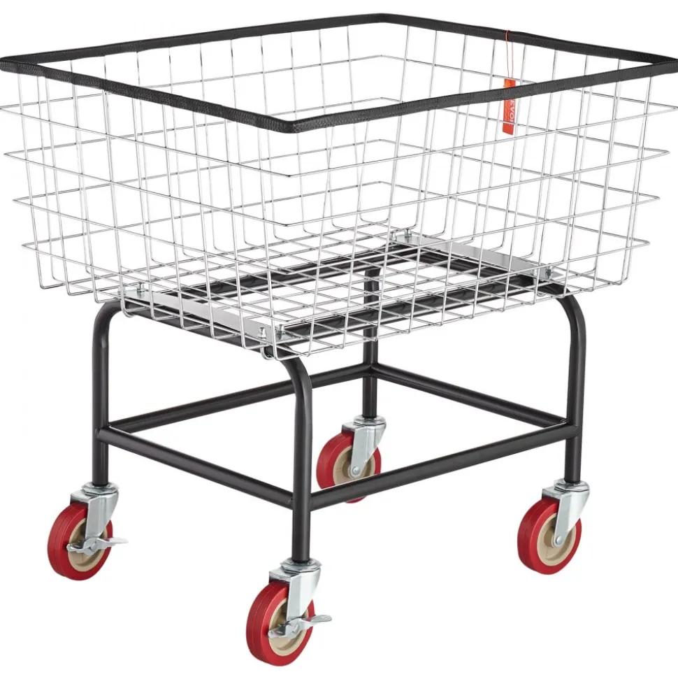 VEVOR Wire Laundry Cart, 2.8Bushel Wire Laundry Basket with Wheels, 26.7''x21.7''x26.4'' Commercial Wire Laundry Basket Cart, Steel Frame with Chrome Finish, 4" Casters, Wire Basket Cart for Laundry
