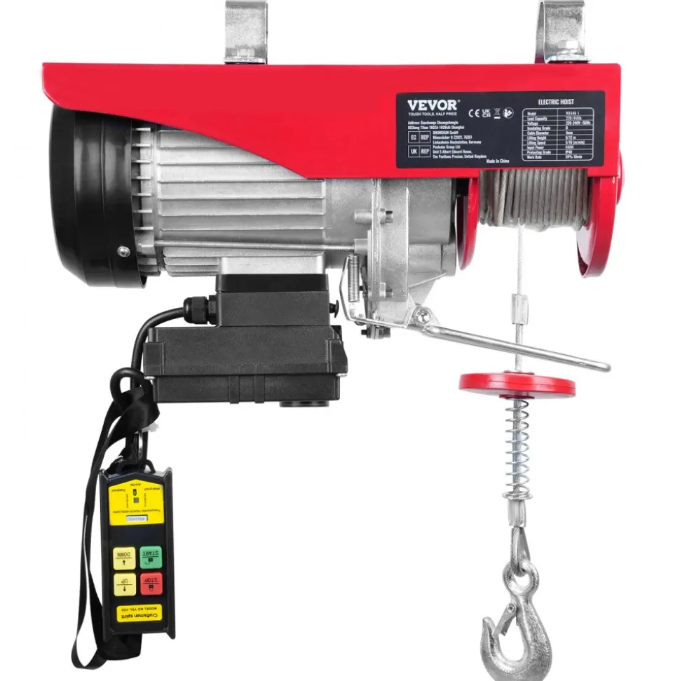 VEVOR Wireless Electric Hoist, 440 lbs 110V Electric Steel Wire Winch with Wireless Remote Control, 40ft Single Cable Lifting Height & Pure Copper Motor, for Garage Warehouse Factory