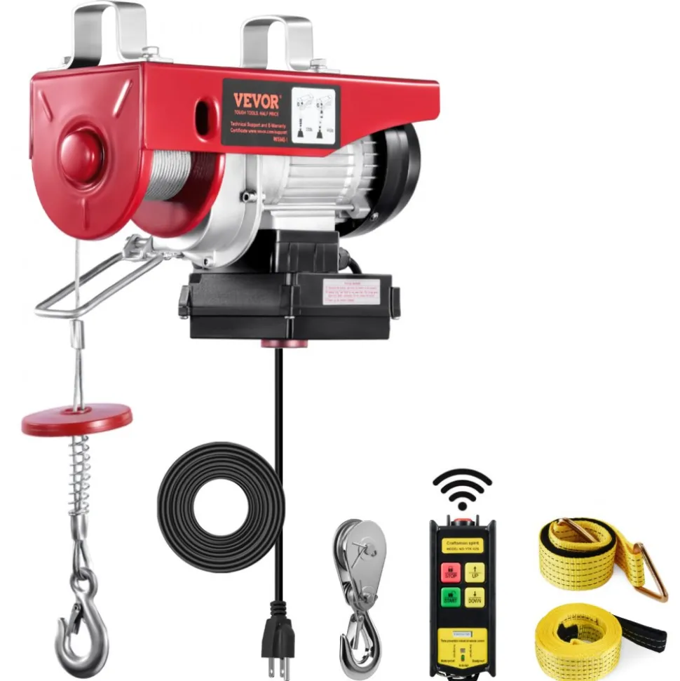 VEVOR Wireless Electric Hoist, 440 lbs 110V Electric Steel Wire Winch with Wireless Remote Control, 40ft Single Cable Lifting Height & Pure Copper Motor, for Garage Warehouse Factory