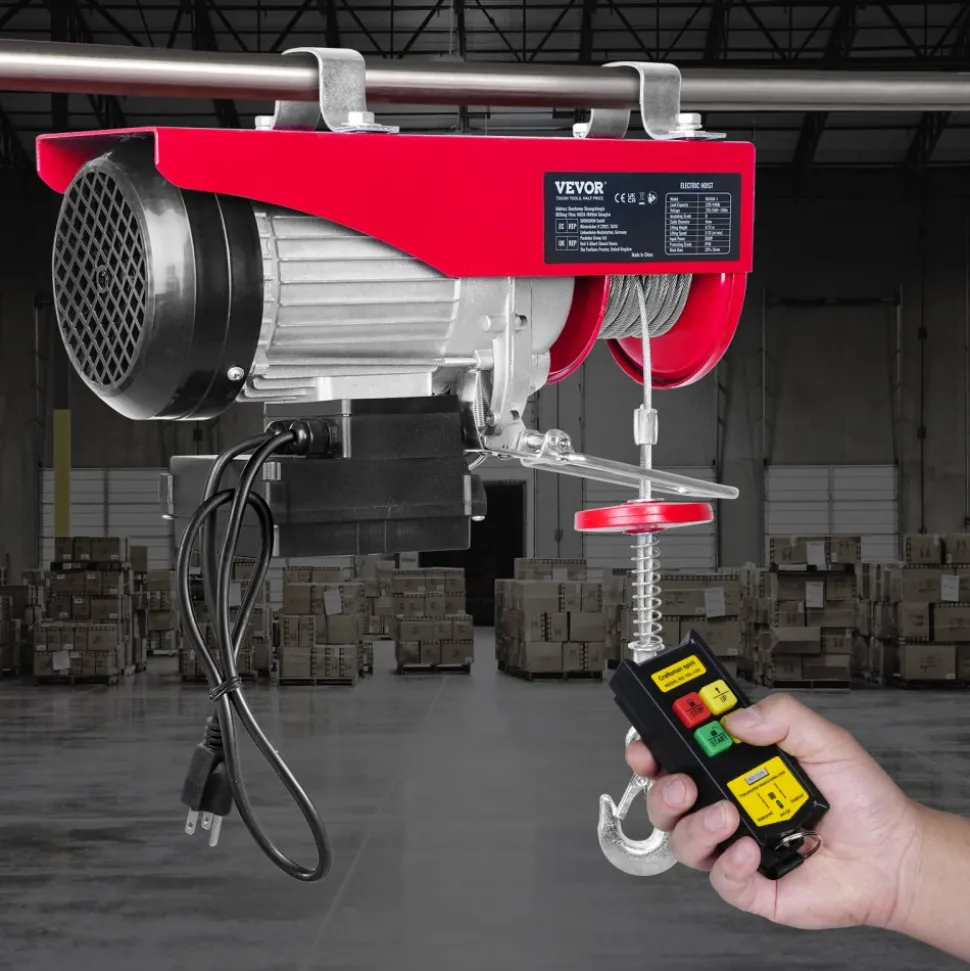 VEVOR Wireless Electric Hoist, 440 lbs 110V Electric Steel Wire Winch with Wireless Remote Control, 40ft Single Cable Lifting Height & Pure Copper Motor, for Garage Warehouse Factory