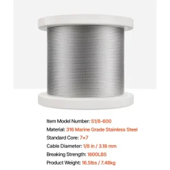 VEVOR Wire Rope Kit, 1/8