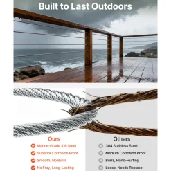 VEVOR Wire Rope Kit, 1/8" 1000 ft 316 Stainless Steel Cable with Cutter and Gloves, 1600 lbs Breaking Strength, 7x7 Strands Construction Marine Aircraft Grade for Handrail Stair Decking Fence Outdoors