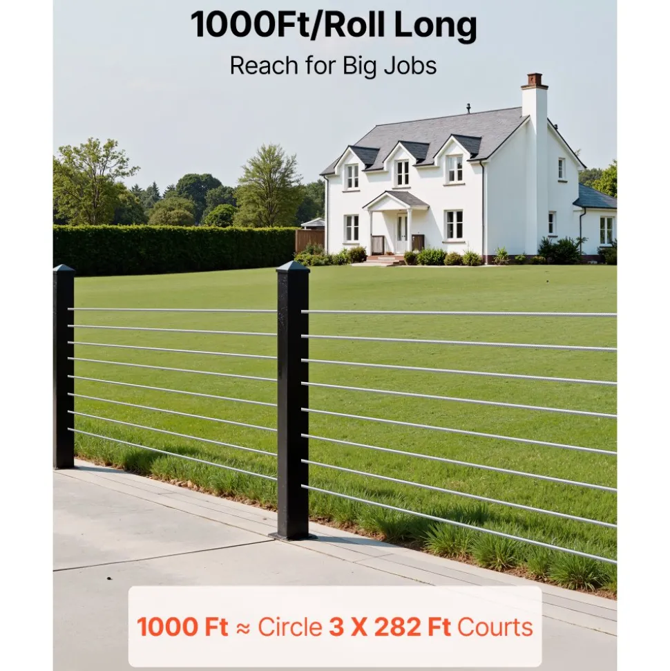 VEVOR Wire Rope Kit, 1/8" 1000 ft 316 Stainless Steel Cable with Cutter and Gloves, 1600 lbs Breaking Strength, 7x7 Strands Construction Marine Aircraft Grade for Handrail Stair Decking Fence Outdoors