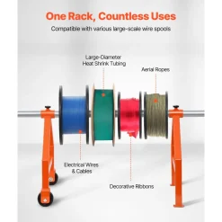 VEVOR Wire Spool Rack, 220 lbs Load Capacity, Portable Cable Caddy, Moveable Wire Rack with Wheels, Spool Holder, Up to 29.9 in Diameter, for Electrical Industrial and Retail Use, Working Efficiency