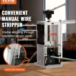 VEVOR Wire Stripping Machine,Wire Stripper with Hand Crank or Drill Powered,0.06''-1.18'' Copper Wire Stripper,Visible Stripping Depth Reference,Portable Aluminum Frame Wire Peeler
