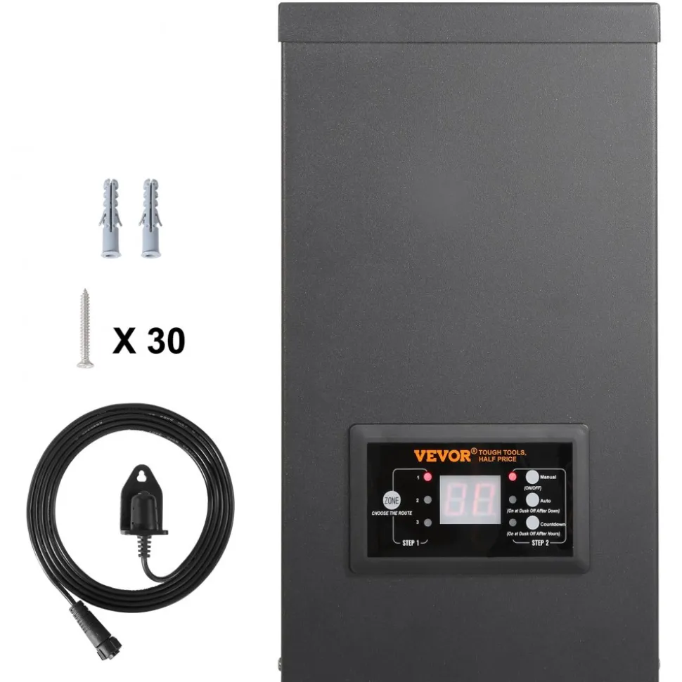 VEVOR 600W Landscape Transformer, Timer & Photocell Sensor Equipped, Weatherproof Outdoor Lighting Converter, 120V AC to 12V/14V AC, Ideal for Exterior, Spotlight, Pathway, Pool Lighting, ETL Certi