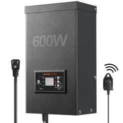 VEVOR 600W Landscape Transformer, Timer & Photocell Sensor Equipped, Weatherproof Outdoor Lighting Converter, 120V AC to 12V/14V AC, Ideal for Exterior, Spotlight, Pathway, Pool Lighting, ETL Certi