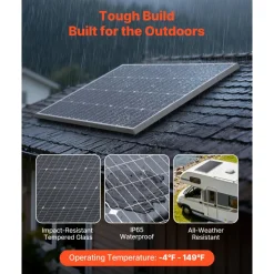 VEVOR 100W Monocrystalline Solar Panel, 23% High-Efficiency Mono PV Module with Stable MC4 Output & Aluminum Frame, IP65 Waterproof Solar Panel for Car Boat RV Flat Rooftop Off-Grid Applications