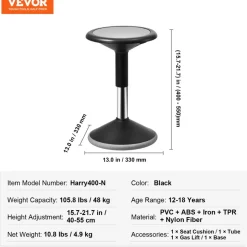 VEVOR Wobble Chair, Height-Adjustable (15.7-21.7