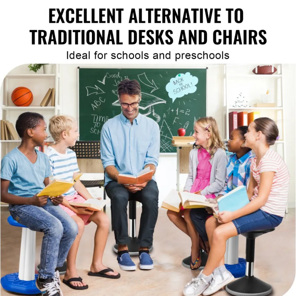 VEVOR Wobble Chair, Height-Adjustable (15.7-21.7") Active Chair, Flexible Seating Wobble Stool Made of PVC+ABS Improves Focus & Posture, Ideal for Schools, Office and Home, Age 12-18, Black