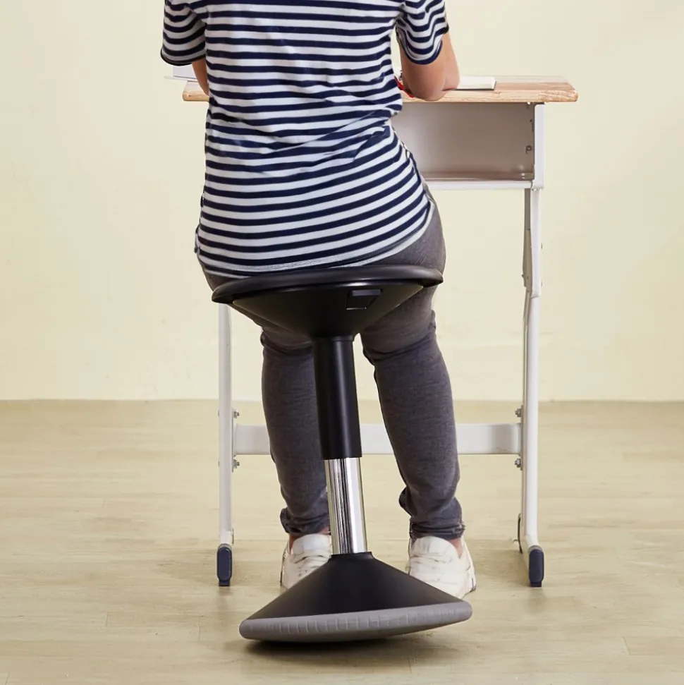VEVOR Wobble Chair, Height-Adjustable (15.7-21.7") Active Chair, Flexible Seating Wobble Stool Made of PVC+ABS Improves Focus & Posture, Ideal for Schools, Office and Home, Age 12-18, Black