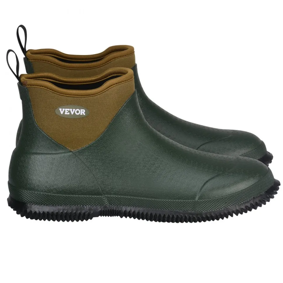 VEVOR Women's Deck Boots, Waterproof Fishing Rain Boots, Anti-Slip Ankle Rubber Boots, Gardening Insulated Mud Boots, Neoprene Rubber, Lightweight & Durable, for Manufacturing, Farming, Size 9 US