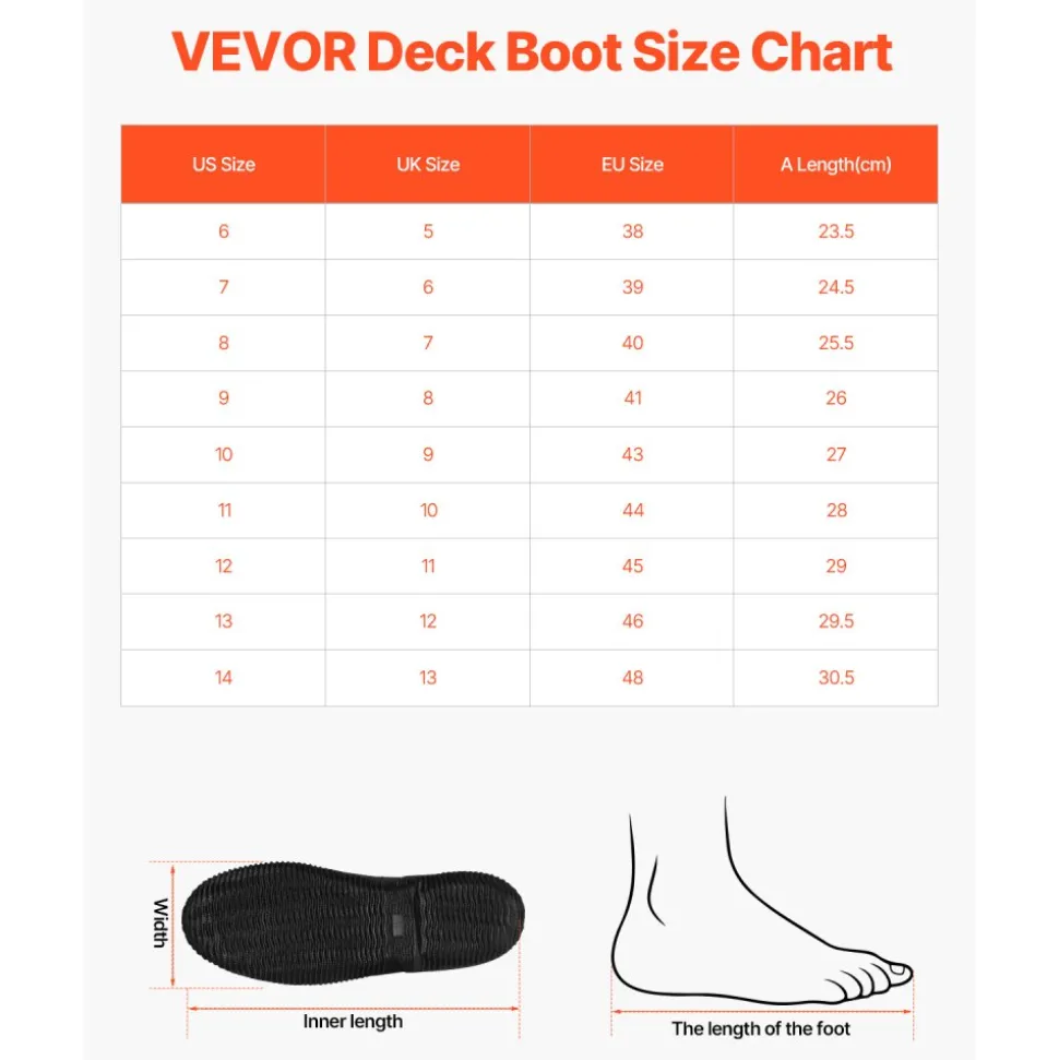 VEVOR Women's Deck Boots, Waterproof Fishing Rain Boots, Anti-Slip Ankle Rubber Boots, Gardening Insulated Mud Boots, Neoprene Rubber, Lightweight & Durable, for Manufacturing, Farming, Size 9 US