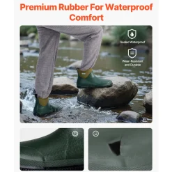 VEVOR Women's Deck Boots, Waterproof Fishing Rain Boots, Anti-Slip Ankle Rubber Boots, Gardening Insulated Mud Boots, Neoprene Rubber, Lightweight & Durable, for Manufacturing, Farming, Size 9 US