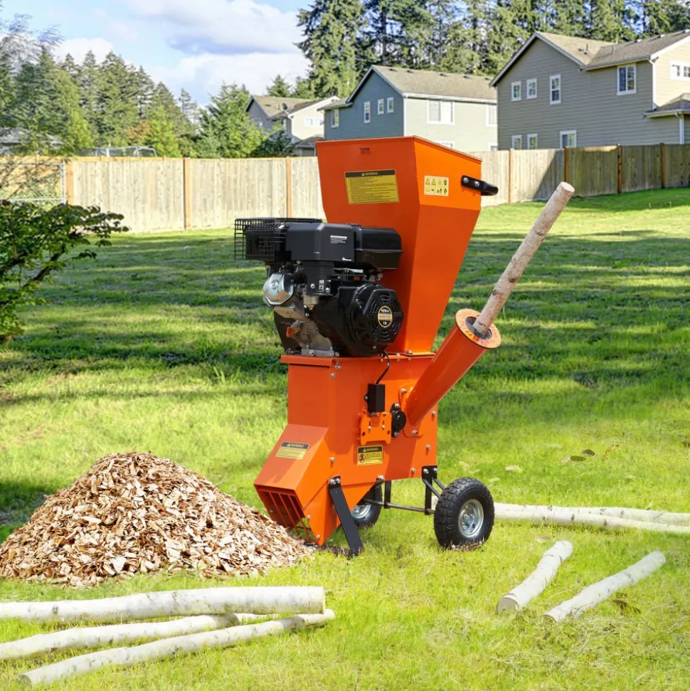 VEVOR Wood Chipper Shredder Mulcher, 12 HP Heavy Duty Gas Powered, 2” Max Diameter 420cc 8.6 kW Engine Woodchipper, Fast Wood Chipping Chopping for Forestry, Gardens, Landscaping, CE/EMC/EPA Listed