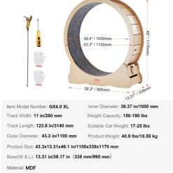VEVOR Wooden Cat Exercise Wheel, 43.3