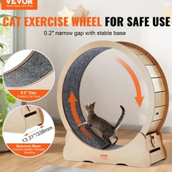 VEVOR Wooden Cat Exercise Wheel, 43.3