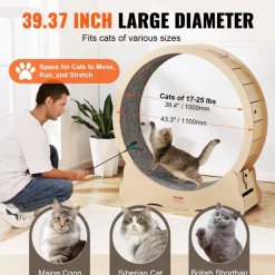 VEVOR Wooden Cat Exercise Wheel, 43.3
