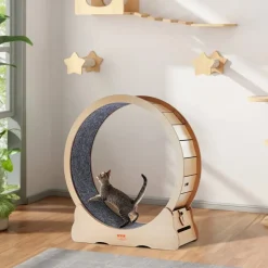 VEVOR Wooden Cat Exercise Wheel, 43.3