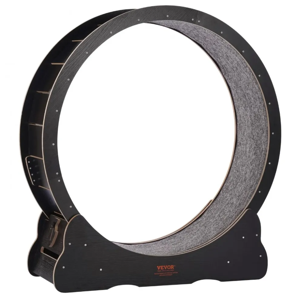 VEVOR Wooden Cat Exercise Wheel, 43.3" Large Cat Treadmill Wheel for Indoor Cats, Cat Running Wheel with Detachable Carpet & Cat Teaser for Running/Walking/Training, Suitable for Most Cats Black