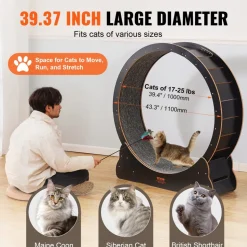 VEVOR Wooden Cat Exercise Wheel, 43.3