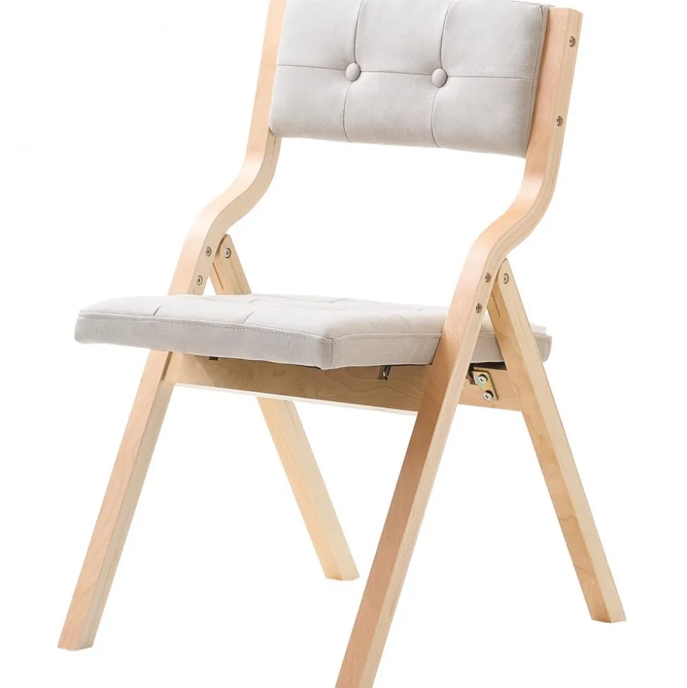 VEVOR Wooden Folding Chairs with Cushion, Set of 4, Portable Foldable Cushion Chair with Wooden Frame, Modern Padded Dining Chair for Kitchen, Office, Wedding, Party, Dining Room, Easy Assembly, Beige