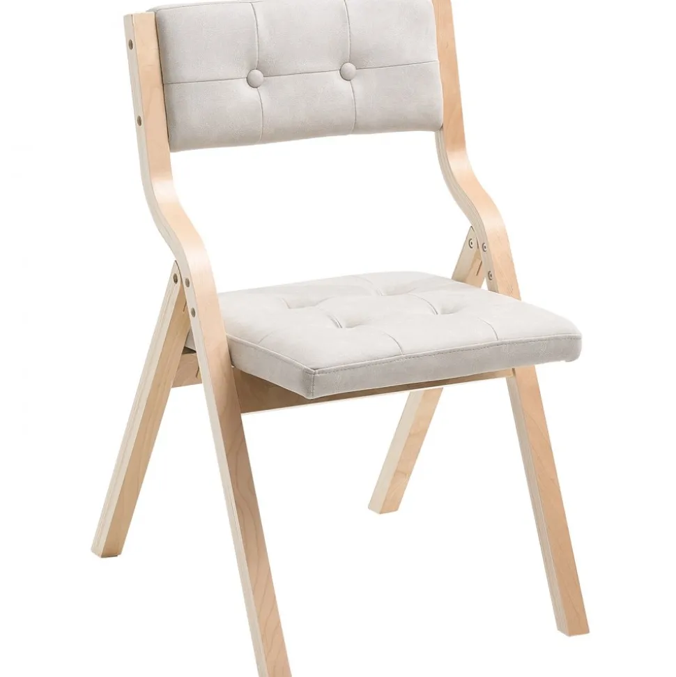 VEVOR Wooden Folding Chairs with Cushion, Set of 4, Portable Foldable Cushion Chair with Wooden Frame, Modern Padded Dining Chair for Kitchen, Office, Wedding, Party, Dining Room, Easy Assembly, Beige