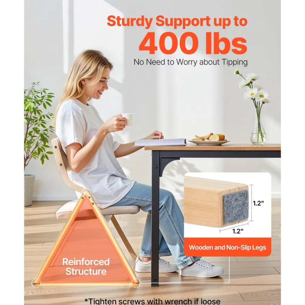 VEVOR Wooden Folding Chairs with Cushion, Set of 4, Portable Foldable Cushion Chair with Wooden Frame, Modern Padded Dining Chair for Kitchen, Office, Wedding, Party, Dining Room, Easy Assembly, Beige