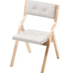 VEVOR Wooden Folding Chairs with Cushion, Set of 4, Portable Foldable Cushion Chair with Wooden Frame, Modern Padded Dining Chair for Kitchen, Office, Wedding, Party, Dining Room, Easy Assembly, Beige