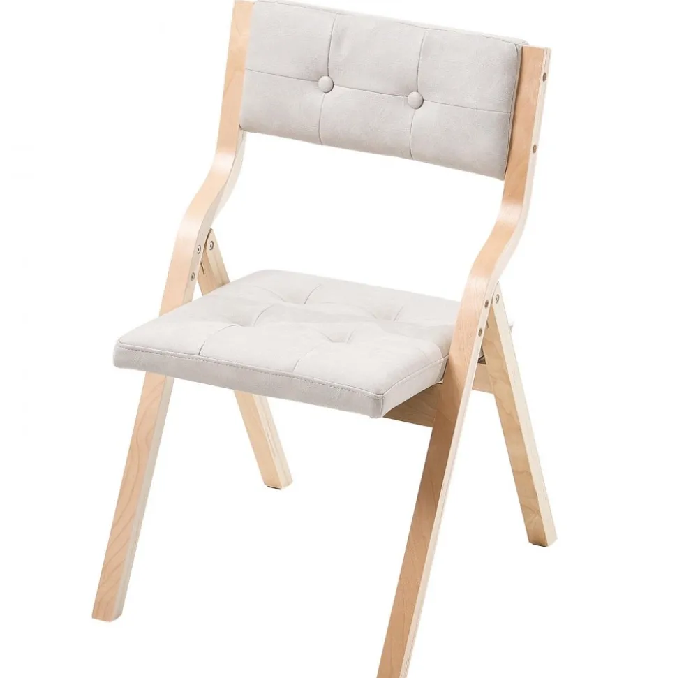 VEVOR Wooden Folding Chairs with Cushion, Set of 4, Portable Foldable Cushion Chair with Wooden Frame, Modern Padded Dining Chair for Kitchen, Office, Wedding, Party, Dining Room, Easy Assembly, Beige