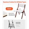 VEVOR Wooden Folding Chairs with Cushion, Set of 2, Portable Foldable Cushion Chair with Wooden Frame, Modern Padded Dining Chair for Kitchen, Office, Wedding, Party, Dining Room, Easy Assembly, White