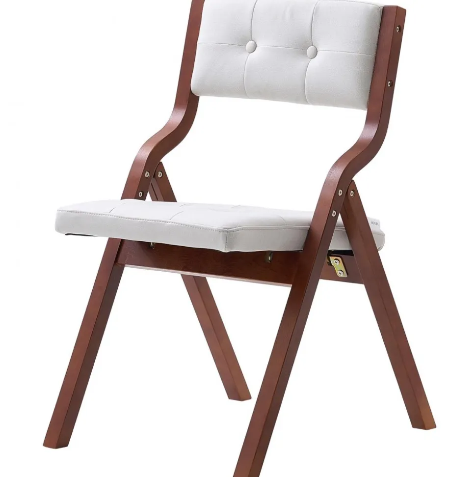 VEVOR Wooden Folding Chairs with Cushion, Set of 2, Portable Foldable Cushion Chair with Wooden Frame, Modern Padded Dining Chair for Kitchen, Office, Wedding, Party, Dining Room, Easy Assembly, White