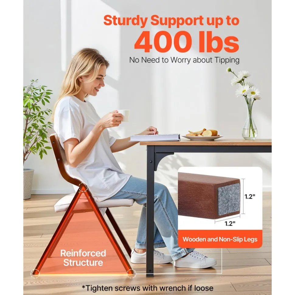 VEVOR Wooden Folding Chairs with Cushion, Set of 2, Portable Foldable Cushion Chair with Wooden Frame, Modern Padded Dining Chair for Kitchen, Office, Wedding, Party, Dining Room, Easy Assembly, White