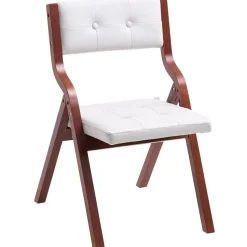 VEVOR Wooden Folding Chairs with Cushion, Set of 2, Portable Foldable Cushion Chair with Wooden Frame, Modern Padded Dining Chair for Kitchen, Office, Wedding, Party, Dining Room, Easy Assembly, White