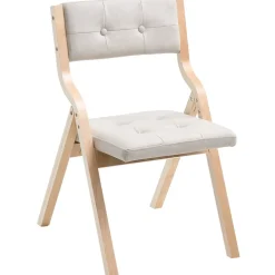VEVOR Wooden Folding Chairs with Cushion, Set of 2, Portable Foldable Cushion Chair with Wooden Frame, Modern Padded Dining Chair for Kitchen, Office, Wedding, Party, Dining Room, Easy Assembly, Beige