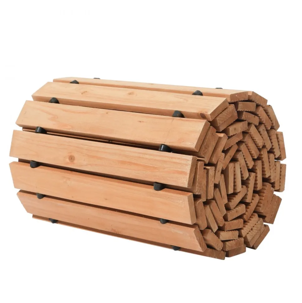 VEVOR Wooden Garden Pathway, 12 ft L x 17 in W, Non-Slip Straight Garden Walkway, Roll Out Cedar Outdoor Walkway Path with Wire Rope Connection, Decorative Garden Paver for Backyard Wedding Party