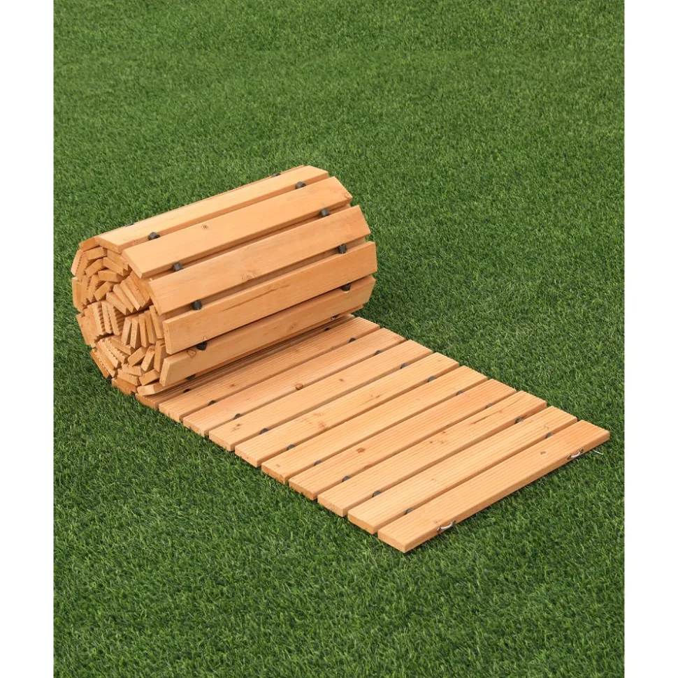 VEVOR Wooden Garden Pathway, 12 ft L x 17 in W, Non-Slip Straight Garden Walkway, Roll Out Cedar Outdoor Walkway Path with Wire Rope Connection, Decorative Garden Paver for Backyard Wedding Party