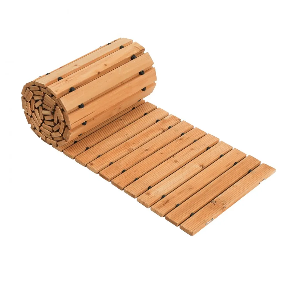 VEVOR Wooden Garden Pathway, 12 ft L x 17 in W, Non-Slip Straight Garden Walkway, Roll Out Cedar Outdoor Walkway Path with Wire Rope Connection, Decorative Garden Paver for Backyard Wedding Party